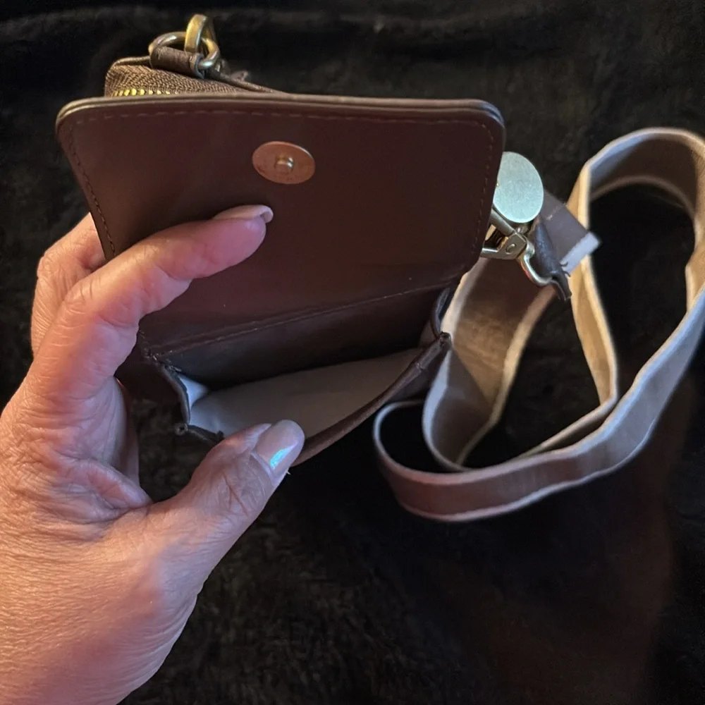 Style & Co. Leather Crossbody Phone Wallet in Chocolate‎ Brown
